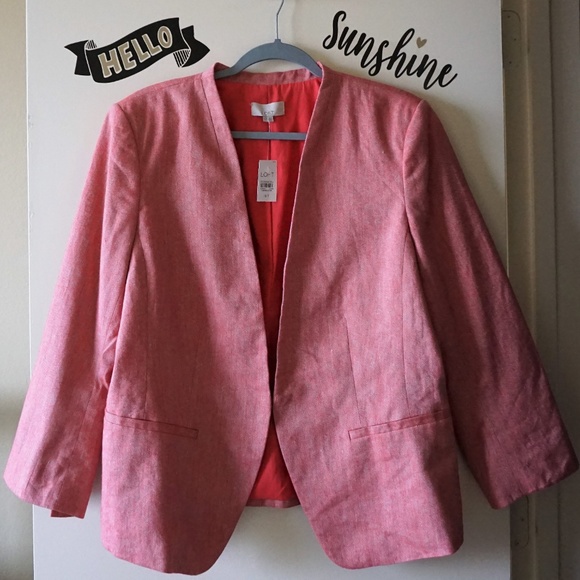 LOFT Jackets & Blazers - NWT LOFT Coral Structured Linen Office Blazer 16T